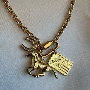 18kt Gold Plated Gold Horse, Horseshoe Western Charm Necklace